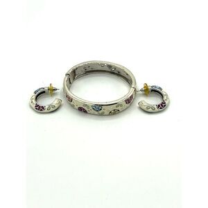 Brighton Multicolor Floral Jewelry Set Bracelet & Hoop Earrings